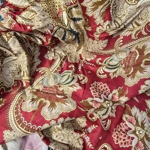 Ralph‎ Lauren Jardiniere King Red Floral Paisley 100% Cotton Bed Skirt Made USA